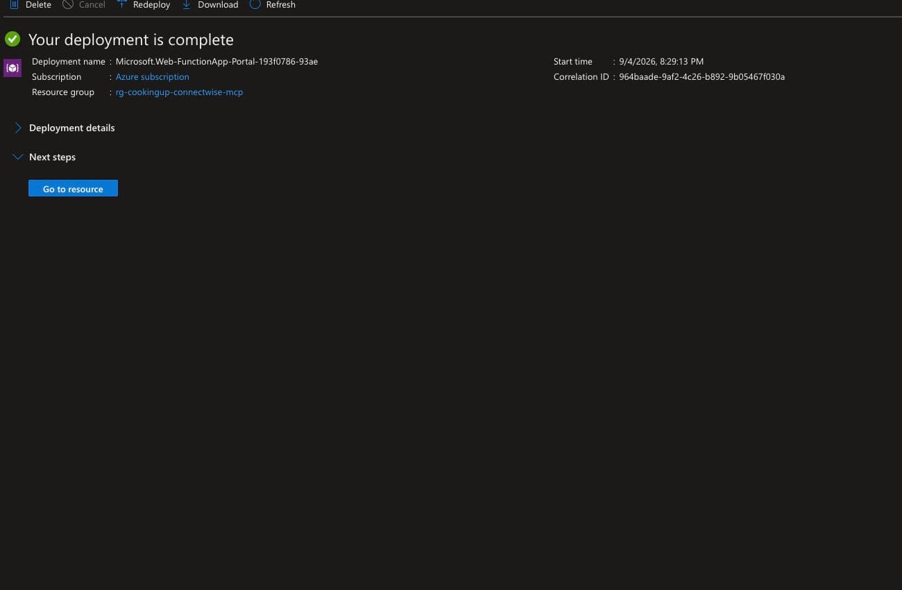 Azure reports that Function App deployment has completed